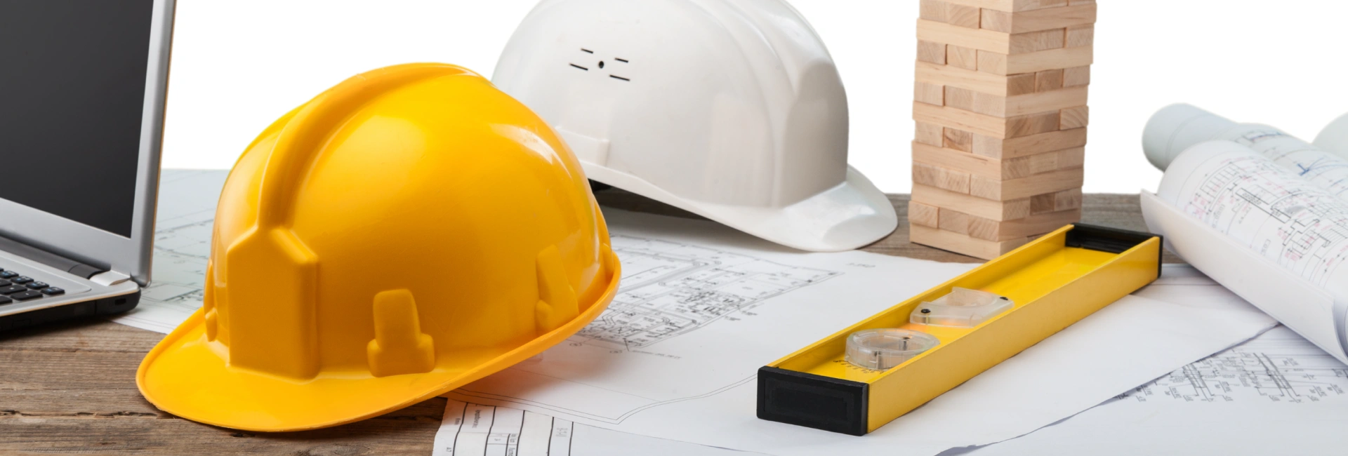 construction helmets and blueprint tab bg